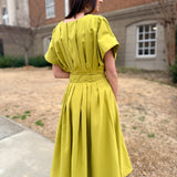 Garden Muse Puff Sleeve Midi Dress