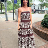 Cocoa Palm Strapless Maxi Dress