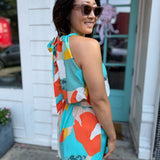 Koi Flower Ruched Halter Crop Top