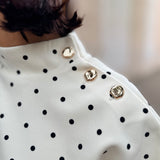 Polka Dot Top With Gold Button Detail