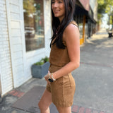 Camel Suede Sleeveless Crop Top