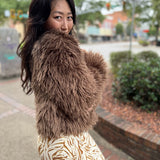 Deep Woods Cropped Vegan Fur Jacket