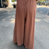 Matte Crepe Wide Leg Swing Pants Cafe