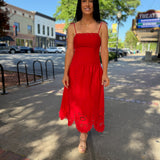 Scarlet Sunset Eyelet Midi Dress