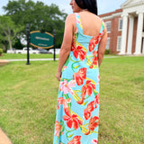 Sunset Garden Smocked Midi Dress