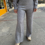 Charcoal LS Crew Neck Knit Top And Pants Set