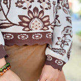 Long Sleeve Patterned Knitted Sweater