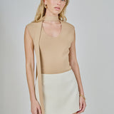 Khaki Neckband Knited Top