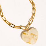 Cameron Heart Paperclip Chain Necklace - White