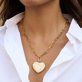 Cameron Heart Paperclip Chain Necklace - White