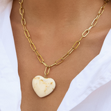 Cameron Heart Paperclip Chain Necklace - White