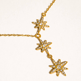 Celeste 18K Gold CZ Starburst Drop Necklace