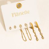 Celine CZ Earring Trio Set