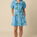 Azure Bloom Shirt Dress