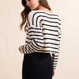 Cream Black Rosalind Striped Crop Sweater