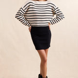Cream Black Rosalind Striped Crop Sweater
