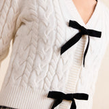 Cream Celeste Bows Cardigan