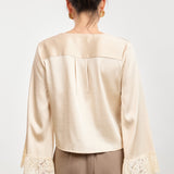 Cream Darlin Lace Trim Blouse