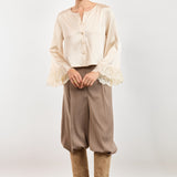 Cream Darlin Lace Trim Blouse