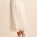 Cream Invitation Tulle Midi Skirt