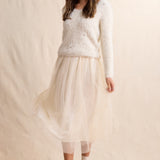 Cream Invitation Tulle Midi Skirt