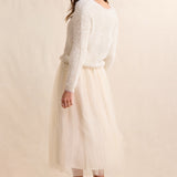 Cream Invitation Tulle Midi Skirt