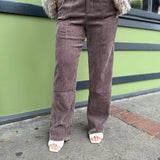 Brown Penthouse Pintuck Pants