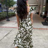 Emerald Canopy Ruffle Maxi Dress