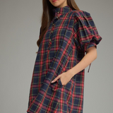 Harper Plaid Puff Sleeve Mini Dress