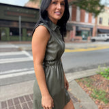 Pine Luxe Sleeveless Faux Leather Dress