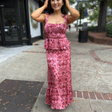 Salmon Red Leslie Ruffle Dress