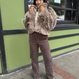 Taupe Ladylike Energy Two Tone Faux Fur Jacket