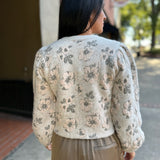 Lt Taupe Floral Jacquard Knit Button Down Cardigan Jacket