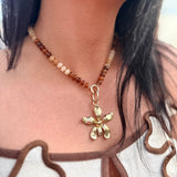 Flower Applique Cami Top W/ Contrast Color & Ruffle