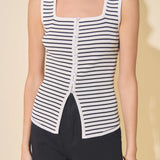 Navy/White Striped Knit Tank Top