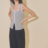 Navy/White Striped Knit Tank Top