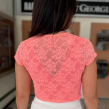 Ready to Go Lace Tee - Flamingo Pink