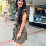 Olive Grove Linen Shirt Dress