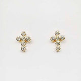 Gold Radiant Cross Stud Earrings
