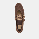 Baylee Grommet Ballet Flats - Dk Brown Perforated Suede