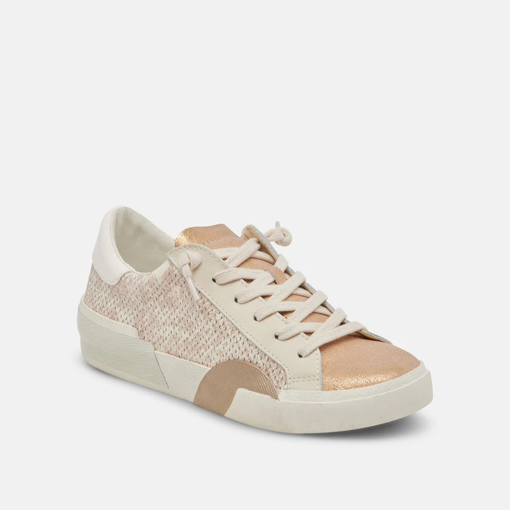 Zina Sand Embossed Leather Sneakers