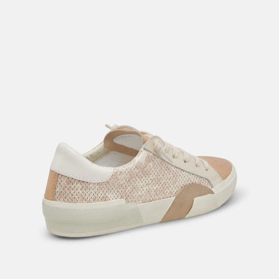 Zina Sand Embossed Leather Sneakers