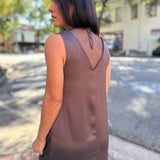 Truffle Pleated Shift Mini Dress