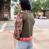 High Neck Long Sleeve Floral Sweater