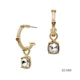 Crystal Charm Gold Hoop Earrings