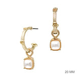 Pearl Glow Charm Hoop Earrings