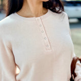 Heather Pale Pink Heavy Hacci Henley
