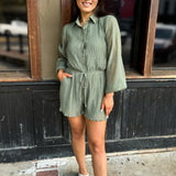 Gathering Button Up Romper