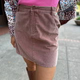 Rust Corduroy A-Line Mini Skirt