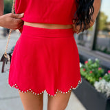 Blair Scalloped Stud Mini Skort